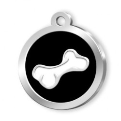 Médaille ronde avec symbole os personnalisable pour chien et chat