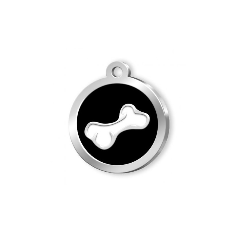 Médaille ronde avec symbole os personnalisable pour chien et chat