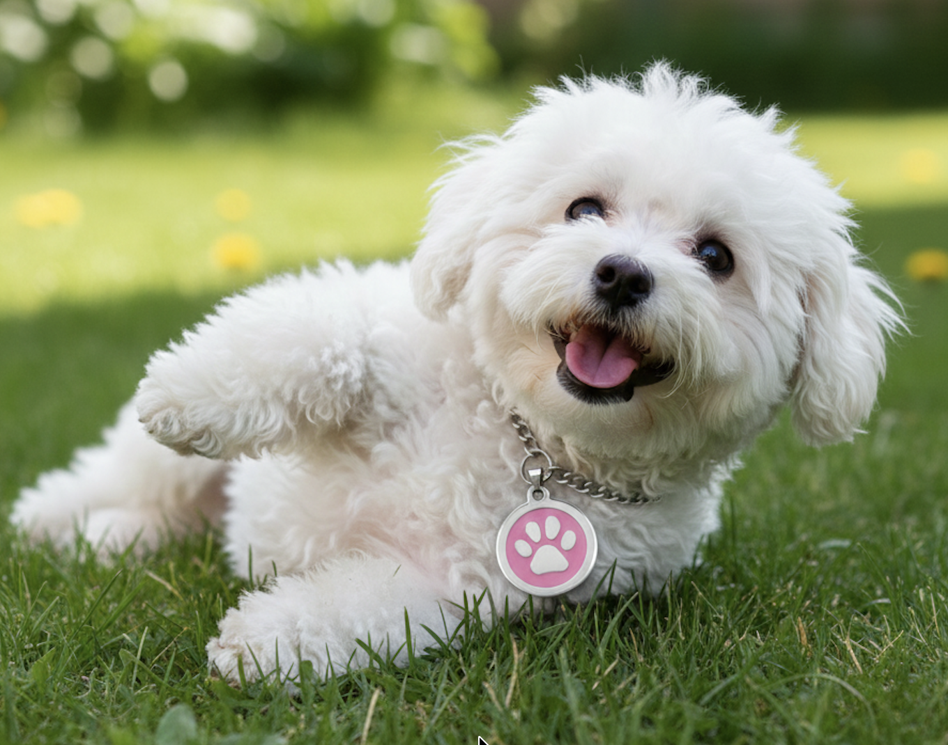 Chiot avec médaille ronde